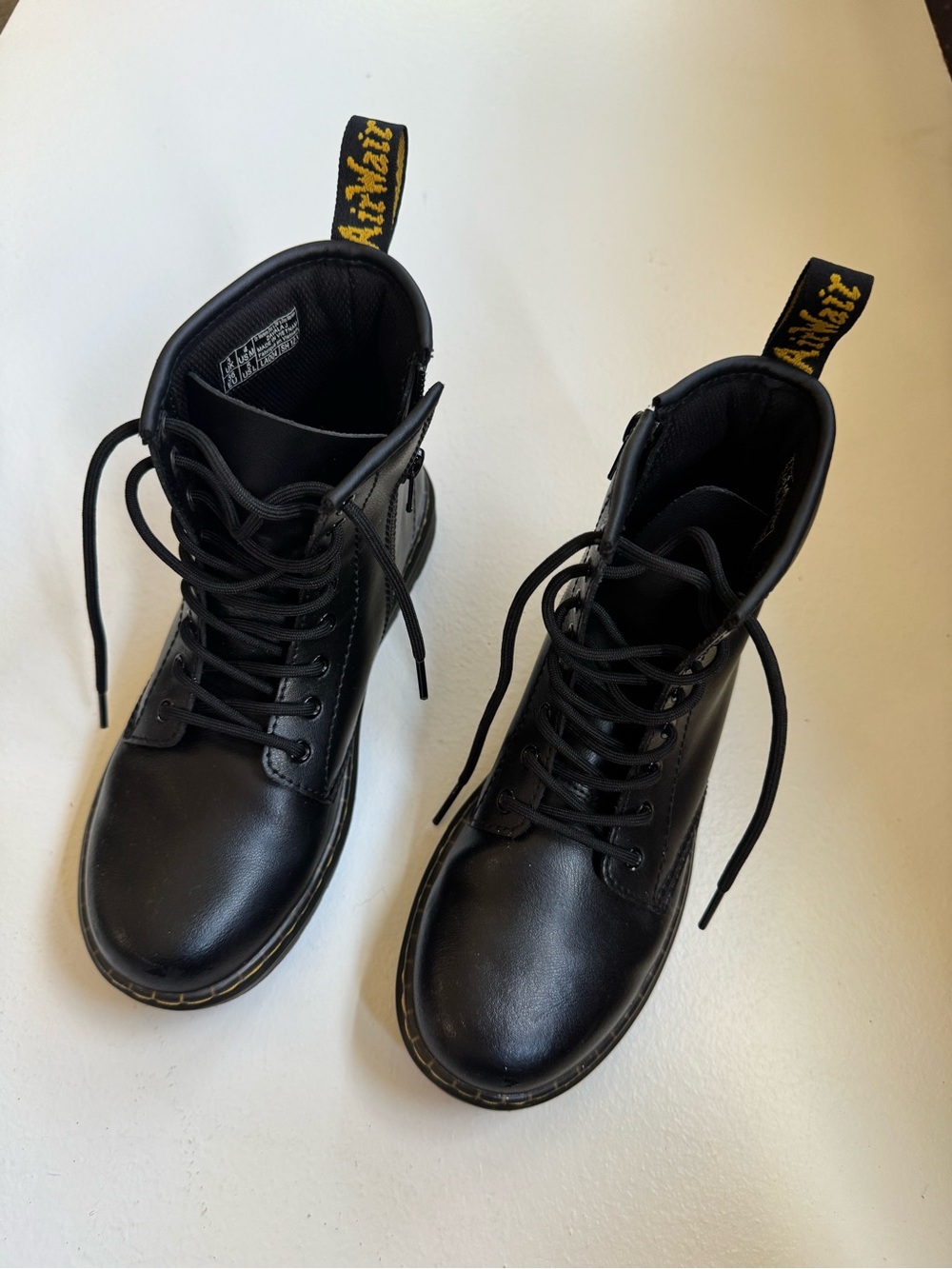 Dr. Martens Zavala Combat Boots Womens 5 Black Leather Lace Up Platform - Picture 2 of 7